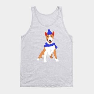 Blue Winter Hat and Shawl Miniature Bull Terrier T-Shirt for Dog Lovers Tank Top